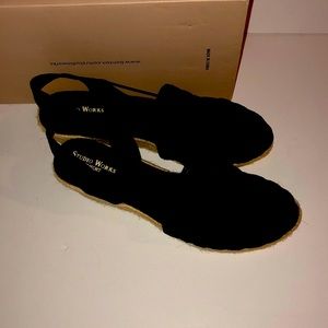 STUDIO WORKS ESPADRILLE SZ 9.5 M worn only once indoors comes with box. Black